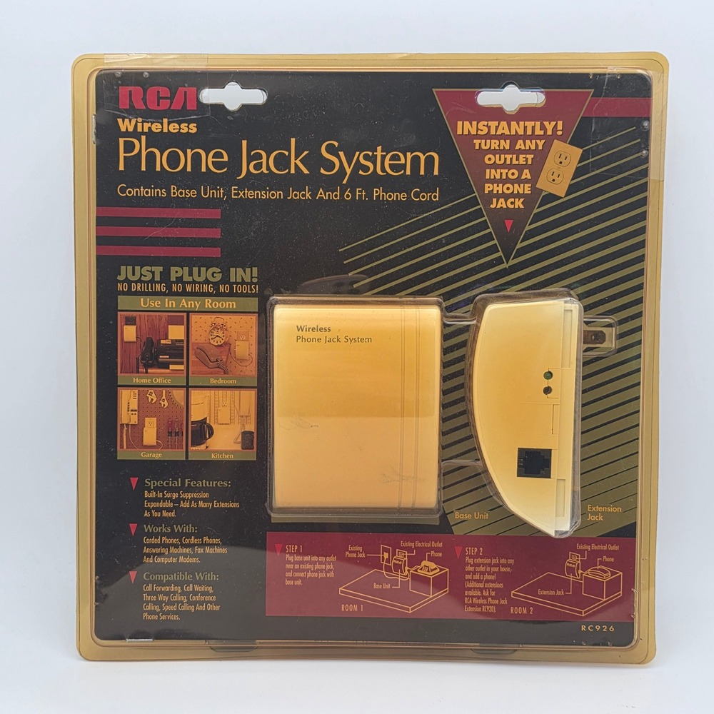 RCA Wireless Phone Jack System RC926 New Sealed Vintage 1998 Home Office Retro